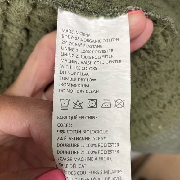 Prana Trip Military Green Plush Lined Organic Cotton Stretch Jacket Size M - Picture 12 of 12